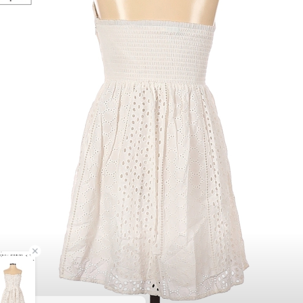 Kimchi Blue Lined Eyelet Strapless Dress Eggshell Size Medium - Picture 13 of 16